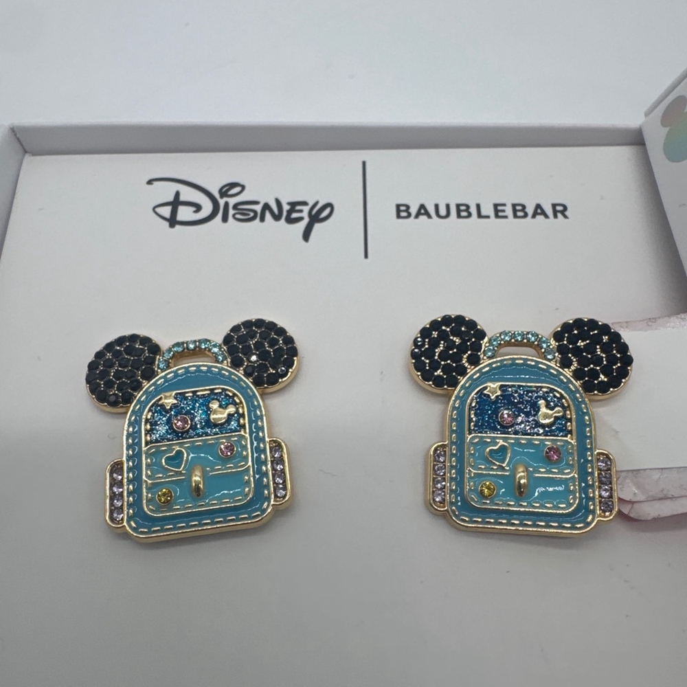 DISNEY BaubleBat Mickey Ears Backpack Earrings Blue Black Gold